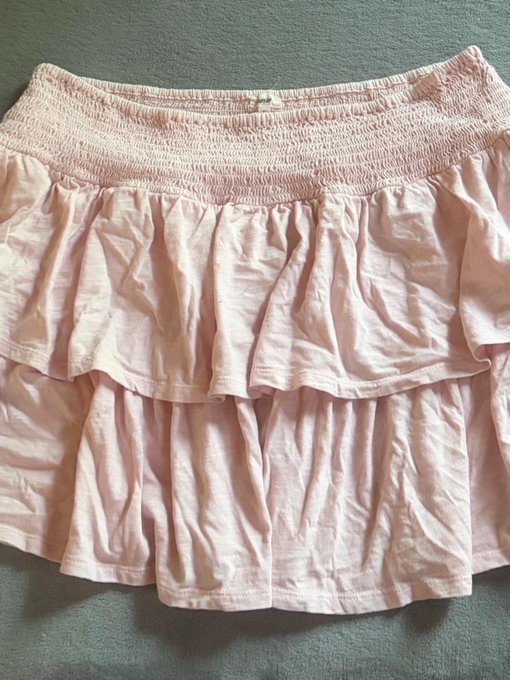 aerie Light Pink Smocked Tiered Mini Skirt